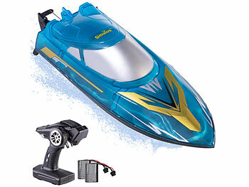 Modellboote RC: Simulus RC-Boot mit LED-Licht, ferngesteuert, für Pools und Seen, bis 30 km/h