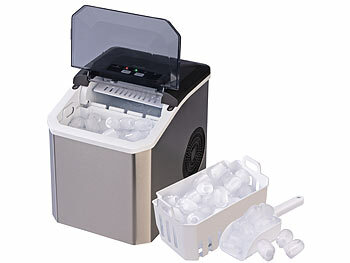 Eismaschine: Rosenstein & Söhne Eiswürfelmaschine aus Edelstahl mit Selbstreinigung, 12 kg/Tag