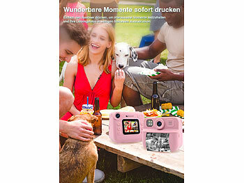 Playtastic Kinder-Sofortbild-Kamera mit Selfie-Objektiv, 2"-Display, 48 MP, pink