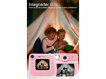 Playtastic Kinder-Sofortbild-Kamera mit Selfie-Objektiv, 2"-Display, 48 MP, pink