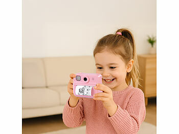 Playtastic Kinder-Sofortbild-Kamera mit Selfie-Objektiv, 2"-Display, 48 MP, pink