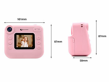 Playtastic Kinder-Sofortbild-Kamera mit Selfie-Objektiv, 2"-Display, 48 MP, pink