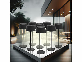 Tischleuchte USB: Lunartec 8er-Set LED-Akku-Tischleuchten, 150 lm, warmweiß, dimmbar, IP44 