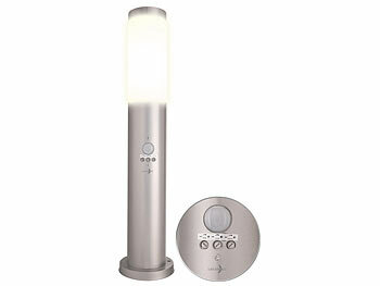 Lunartec 4er-Set Standleuchten, 1-flammig, Bewegungssensor, E27, Edelstahl,IP44 