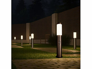 Lunartec 4er-Set Standleuchten, 1-flammig, Bewegungssensor, E27, Edelstahl,IP44 