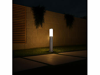 Lunartec 4er-Set Standleuchten, 1-flammig, Bewegungssensor, E27, Edelstahl,IP44 