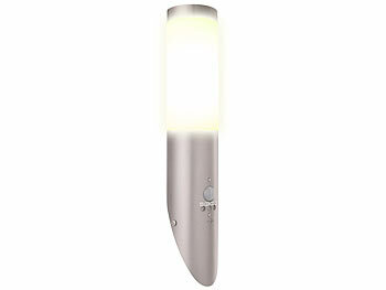 Fassadenbeleuchtung: Lunartec 1-flammige Außen-Wandlampe mit Bewegungssensor, E27, Edelstahl, IP65