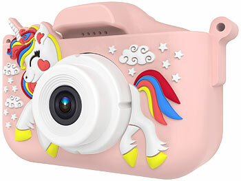 Playtastic 2er-Set Selfie-Kinderkameras, 2''-IPS-Display, 1080p, rosa/blaue Hülle