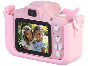 Playtastic 2er-Set Selfie-Kinderkameras, 2''-IPS-Display, 1080p, rosa/blaue Hülle