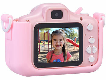Playtastic 2er-Set Selfie-Kinderkameras, 2''-IPS-Display, 1080p, rosa/blaue Hülle