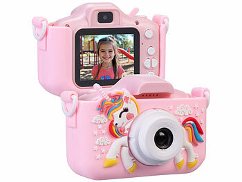 Playtastic 2er-Set Selfie-Kinderkameras, 2''-IPS-Display, 1080p, rosa/blaue Hülle
