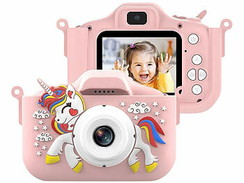 Playtastic 2er-Set Selfie-Kinderkameras, 2''-IPS-Display, 1080p, rosa/blaue Hülle
