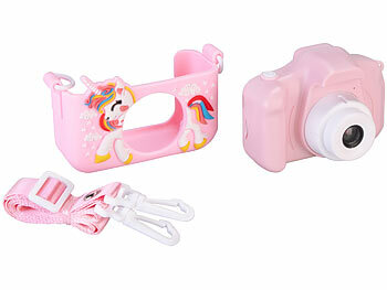 Playtastic 2er-Set Selfie-Kinderkameras, 2''-IPS-Display, 1080p, rosa/blaue Hülle