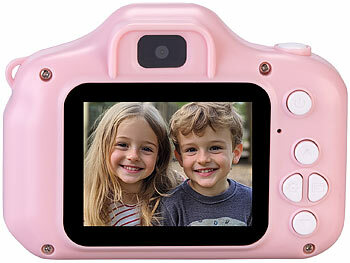 Playtastic 2er-Set Selfie-Kinderkameras, 2''-IPS-Display, 1080p, rosa/blaue Hülle