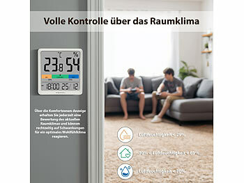 Digitales Thermometer/Hygrometer mit Uhrzeit-Anzeige und Wecker