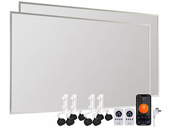 WLAN Infrarotheizung: Sichler 2er-Set Infrarot-Heizungen + Standfuß-Set, je 1000 W, je 33 m², App 