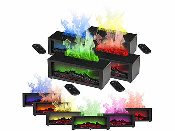 Aromadiffusor: Carlo Milano 4er-Set Aroma-Diffusor-Kamin, 7-farbige Beleuchtung und Flammen-Effekt