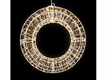 Fensterlicht Weihnachten: Lunartec 3D-LED-Lichterkranz, Firework-Effekt, 960 LEDs, warmweiß, IP44, 38 cm