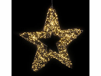 LED Stern: Lunartec 3D-LED-Lichterstern, Firework-Effekt, 960 LEDs, warmweiß, IP44, 38 cm