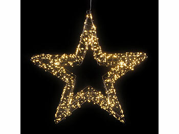 Lunartec 3D-LED-Lichterstern, Firework-Effekt, 960 LEDs, warmweiß, IP44, 38 cm