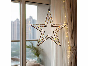 Lunartec Stern: 3D-LED-Lichterstern, Firework-Effekt, 1.440 LEDs, warmweiß, IP44, 50cm (Weihnachtssterne)