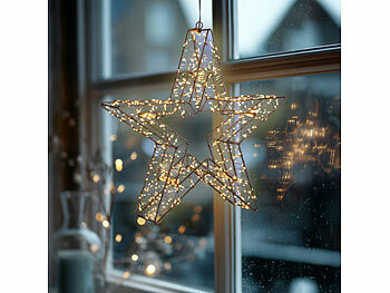 Lunartec Stern: 3D-LED-Lichterstern, Firework-Effekt, 1.440 LEDs, warmwei,  IP44, 50cm (Weihnachtssterne)