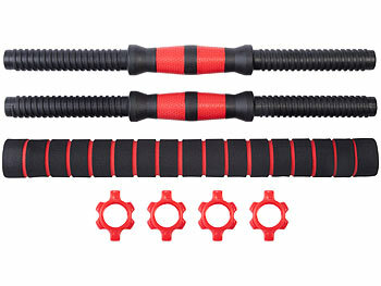 PEARL sports 2in1-Kurz- und Langhantel-Set, 29 kg, verstellbar, Sternverschlüsse 