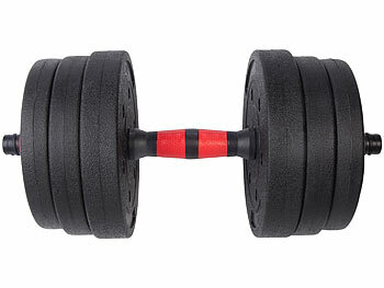 PEARL sports 2in1-Kurz- und Langhantel-Set, 29 kg, verstellbar, Sternverschlüsse 