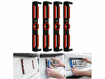 Kfz-Kennzeichenhalterung: Lescars Rahmenlose Universal-Kfz-Kennzeichenhalter, Set für vorne und hinten 