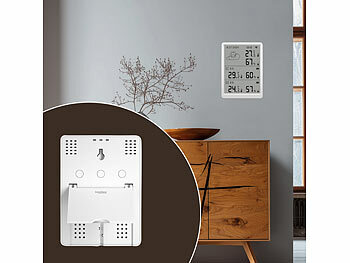 Luminea Home Control WLAN-Temperatur- & Luftfeuchtigkeits-Set mit Display, 5 Sensoren 