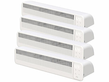 Heizungsventilator: Sichler 4er-Set automatische Heizkörper-Akku-Ventilatoren, 3-stufig, 41cm, USB 