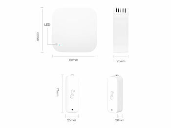 Luminea Home Control 5er-Set Temperatur- & Feuchtigkeitssensoren, WLAN-Gateway, App, IP65 