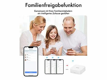 Luminea Home Control 5er-Set Temperatur- & Feuchtigkeitssensoren, WLAN-Gateway, App, IP65 