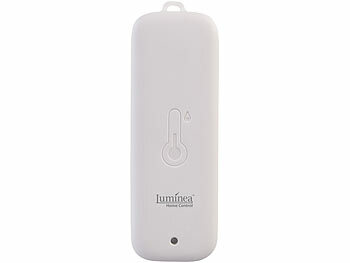 Luminea Home Control 5er-Set Temperatur- & Feuchtigkeitssensoren, WLAN-Gateway, App, IP65 