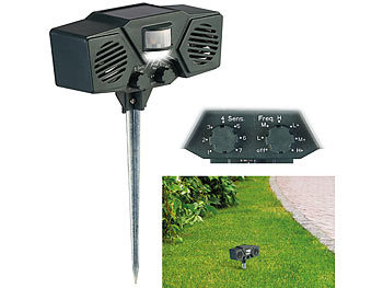 AngLink Version 2020 Solar 2er Pack Katzenschreck Doppelter Ultraschall abwehr mit Batteriebetrieben und Blitz Empfindlichkeit Wetterfest Hundeschreck Tiervertreiber 