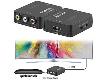 HDMI Converter: auvisio Adapter AV-Cinch auf HDMI, Upscale bis Full HD 1080p, 60 Bilder/Sek.