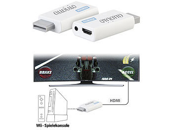 Wii 1080p: auvisio Wii-HDMI-Adapter für Full-HD-Auflösung, bis 60 Bilder/Sek.