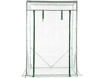 Royal Gardineer 2er-Set Tomaten-Folien-Gewächshäuser, Aufroll-Tür, 100x150x50 cm, weiß