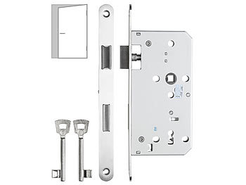 WC-Türschloss: AGT Buntbart-Einsteckschloss für Zimmertüren, Falle und Riegel, DIN links
