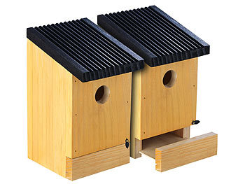 Vogelhaus Holz: Royal Gardineer 2er-Set Tannenholz-Nistkästen für Wildvögel, 22x14x12 cm, vormontiert