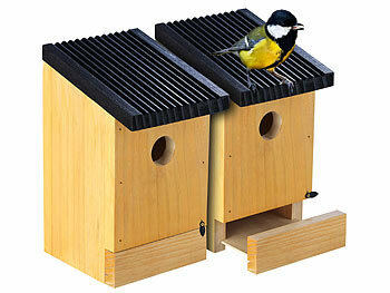 Vogelhaus: Royal Gardineer 2er-Set Tannenholz-Nistkästen für Wildvögel, 22x14x12 cm, vormontiert