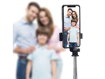 PEARL 2in1-Smartphone-Stativ & Selfie-Stick bis 68 cm, inkl. Fernauslöser