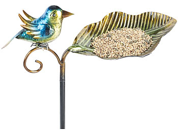 Royal Gardineer 2er Set Dekorative Vogeltränke aus Gusseisen, 3-teiliger Erdspieß