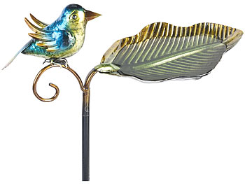 Royal Gardineer 2er Set Dekorative Vogeltränke aus Gusseisen, 3-teiliger Erdspieß