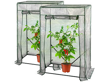 Gewächshaus-Folienzelte: Royal Gardineer 2er-Set Tomaten-Folien-Gewächshäuser, Aufroll-Tür, 100x150x50 cm, weiß