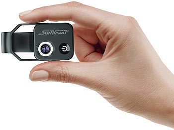 Somikon Mikroskop-Vorsatzlinse für Smartphones, 200-fache Vergrößerung, 6 LEDs