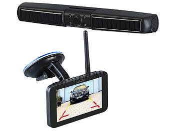 Lescars Solar-Funk-Front- und Rückfahrkamera mit Full HD und 5" Monitor