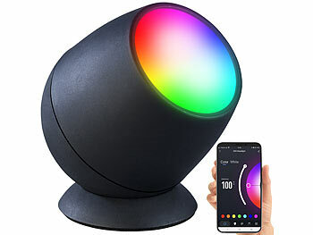 Luminea Home Control 2er-Set WLAN-Stimmungsleuchten, RGB-CCT-LEDs, 210lm, 2,2W, USB,schwarz