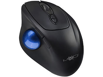 Trackball Mouse: Mod-it Kabellose Trackball-Maus mit Bluetooth, 7 Tasten, Scrollrad, 1.600 dpi