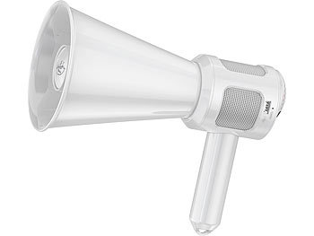 Megafon mit Handmikrofon: infactory Akku-MP3-Megafon mit DSP-Chip, Bluetooth, Voice-Recording, 30 Watt